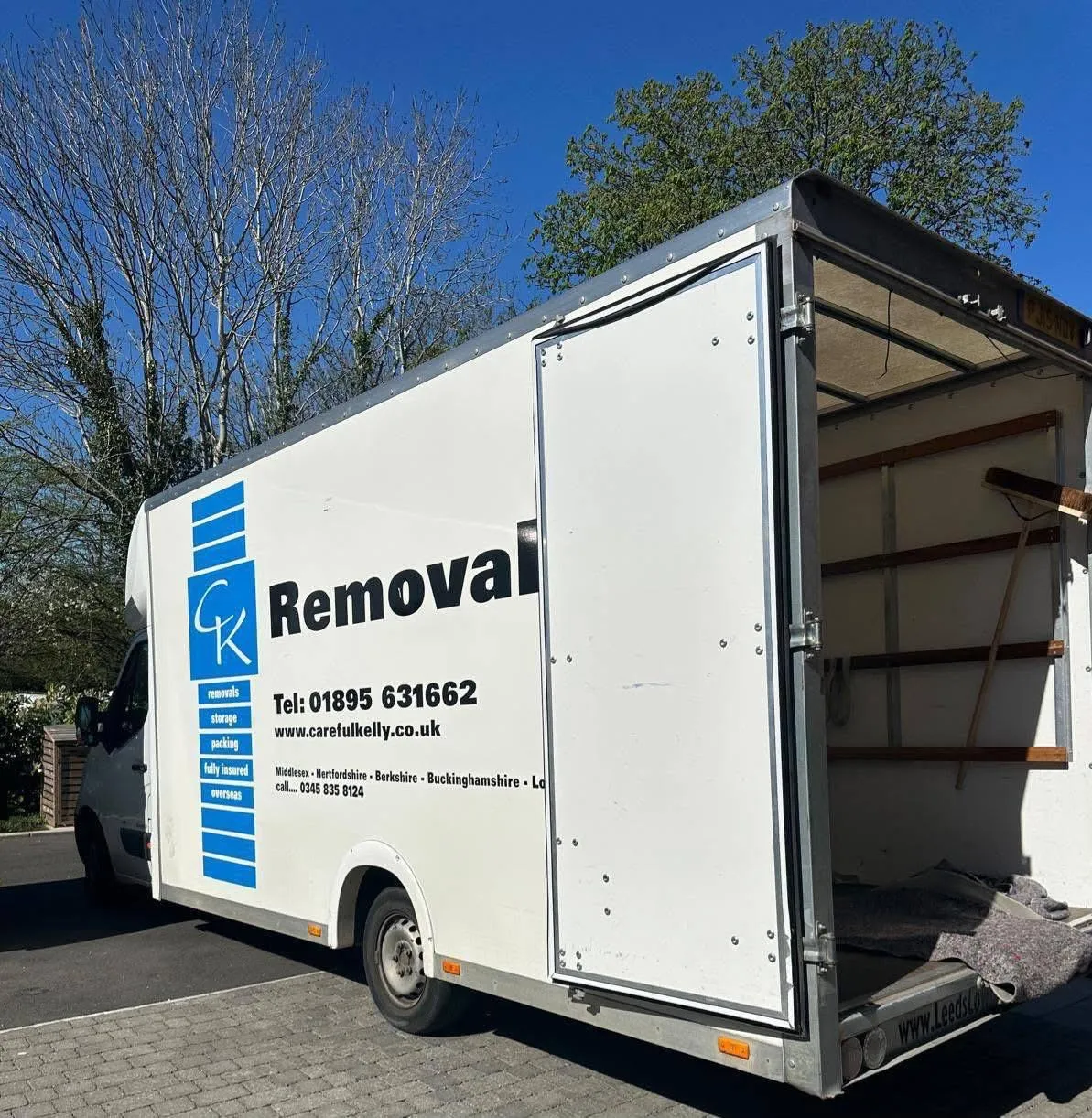 Careful Kelly Removals van loaded and ready for a Chilterns commercial move