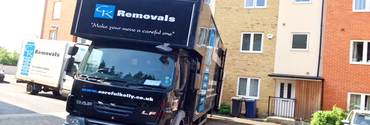 Careful Kelly Removals branded truck outside a West London home